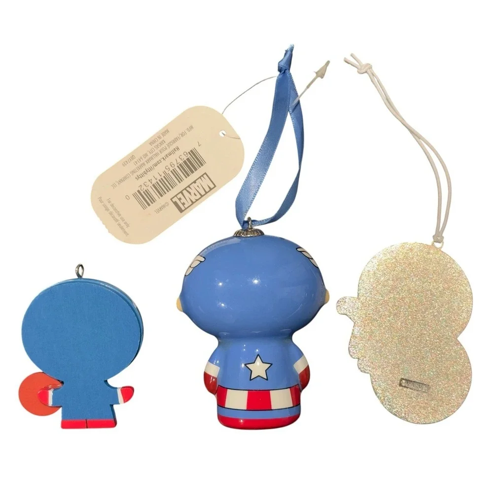 Set of‎ 3 Hallmark Itty Bitty Marvel Captain America Ornaments